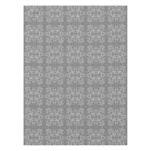 Schwarz-weißes graues Retro-Floral-Muster Tischdecke (Vorderseite)