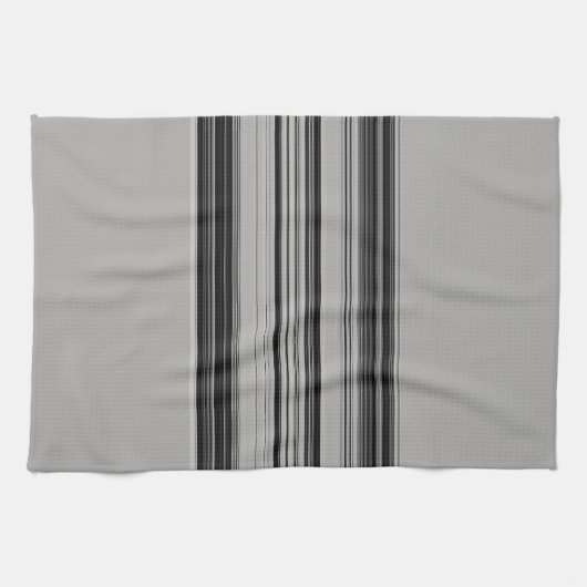 Schwarz-weißes graues Streifenmuster Geschirrtuch (Horizontal)