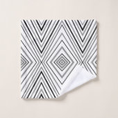 Schwarz-weißes graues Zickzack Muster-Bad-Tuch-Set Badhandtuch Set (Waschlappen)