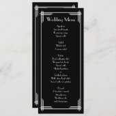 Schwarz-weißes Great Gatsby Art Deco Wedding Menü Menükarte (Vorne/Hinten)