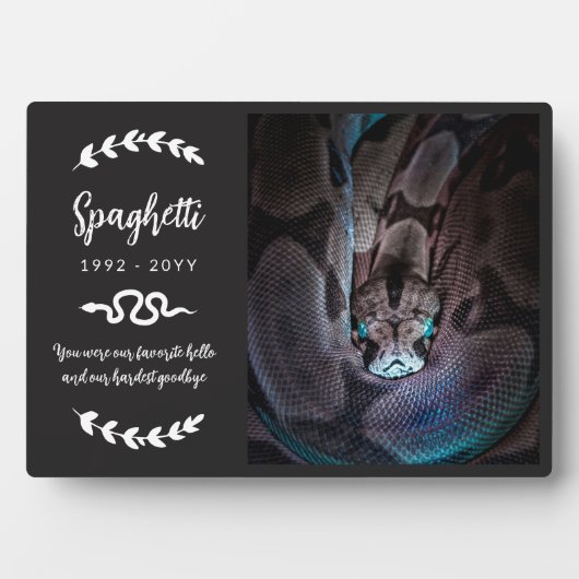 Schwarz-weißes Greenery Foto Schlange Memorial Fotoplatte (Vorderseite)