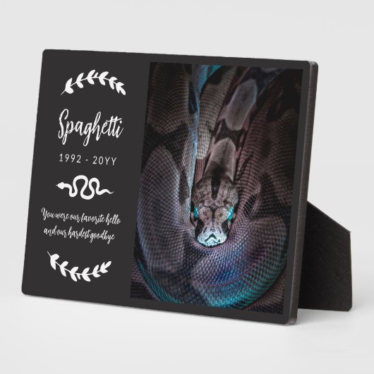 Schwarz-weißes Greenery Foto Schlange Memorial Fotoplatte (Seite)