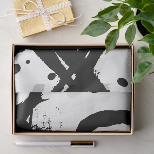 Schwarz-weißes großes Abstraktes Loop-Dreieck Seidenpapier (Geschenk)