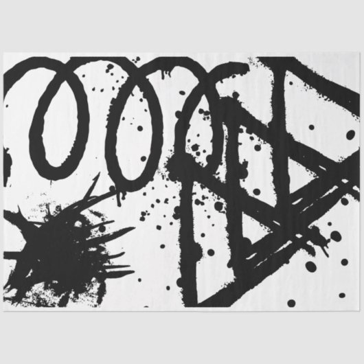 Schwarz-weißes großes Abstraktes Loop-Dreieck Seidenpapier (Vorderseite)