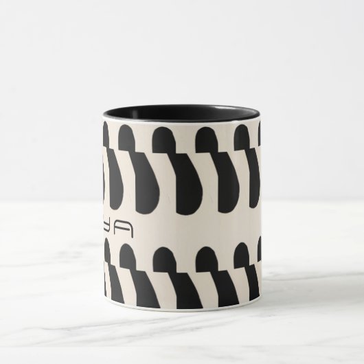 Schwarz-weißes großes Abstraktes Oblong-Muster Tasse (Zentrum)