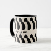 Schwarz-weißes großes Abstraktes Oblong-Muster Tasse (Vorderseite Links)