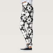Schwarz-weißes großes Blumenmuster Leggings (Links)