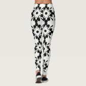 Schwarz-weißes großes Blumenmuster Leggings (Rückseite)