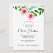 Schwarz-weißes grünes Eukalyptus-Brautparty Einladung (Vorderseite)