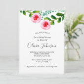 Schwarz-weißes grünes Eukalyptus-Brautparty Einladung (Stehend Vorderseite)