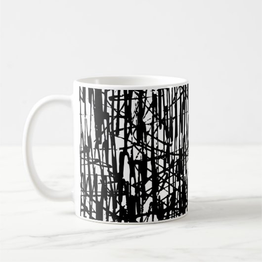 Schwarz-weißes Grunge Muster 11 oz. Kaffee-Tee-Tas Kaffeetasse (Links)