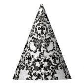Schwarz-weißes Grungey Toile Partyhütchen (Rückseite)