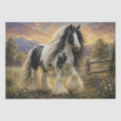 Schwarz-weißes Gypsy Vanner Pferd Seidenpapier (Vorderseite)