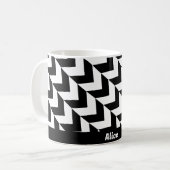 Schwarz-weißes Hahnentrittmuster Dreiecke Pfeile M Kaffeetasse (Vorderseite Links)