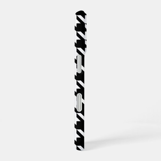 Schwarz-weißes Hahnentrittmuster Muster iPhone 16 Hülle (Rechte Seite)