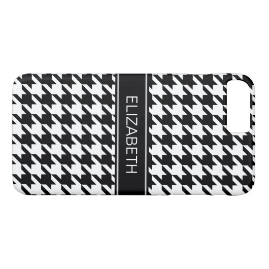 Schwarz-weißes Hahnentrittmuster Nr. 2 Case-Mate iPhone Hülle (Rückseite (Horizontal))
