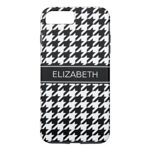 Schwarz-weißes Hahnentrittmuster Nr. 2 Monogramm Case-Mate iPhone Hülle