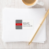 Schwarz-weißes Hahnentrittmuster Roter Name Monogr Adressaufkleber (Insitu)