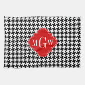 Schwarz-weißes Hahnentrittmuster Rotes Quatrefolie Handtuch (Horizontal)