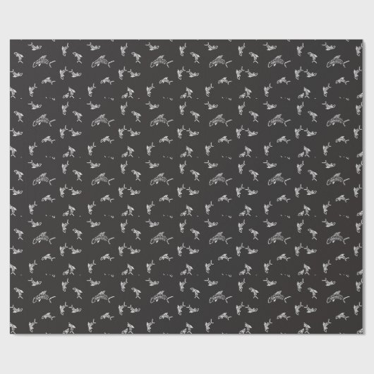 Schwarz-weißes Haifisch-Fisch-Knochen-Geschenk Geschenkpapier (Flach)