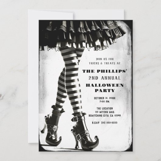 Schwarz-weißes Halloween Einladung (Vorderseite)
