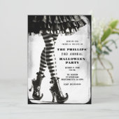 Schwarz-weißes Halloween Einladung (Stehend Vorderseite)