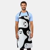Schwarz-weißes Halloween-Gespenstermuster Schürze (Getragen)