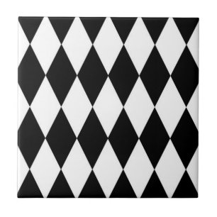 Schwarz-weißes Harlekin-Diamantmuster-Design Fliese