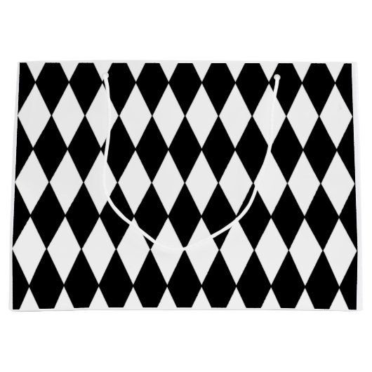 Schwarz-weißes Harlekin-Muster Große Geschenktüte (Vorderseite)