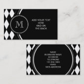 Schwarz-weißes Harlekin-Muster, Ihre Initiale Visitenkarte (Vorne/Hinten)