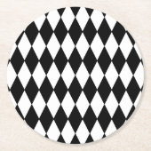 Schwarz-weißes Harlekin-Muster Runder Pappuntersetzer (Vorderseite)