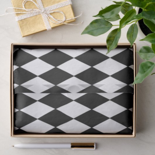 Schwarz-weißes Harlekin-Muster Seidenpapier (Geschenk)
