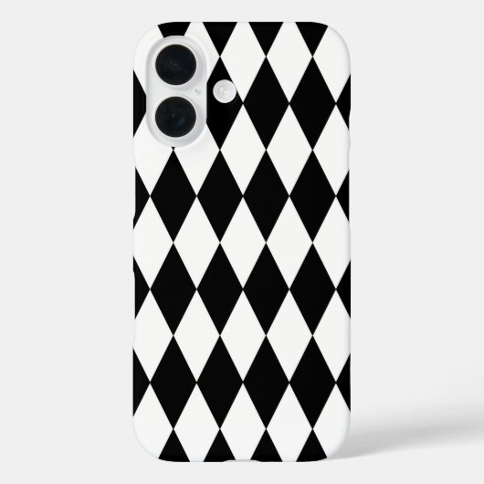 Schwarz-weißes Harlequin Diamonds-Musterdesign Case-Mate iPhone Hülle (Rückseite)