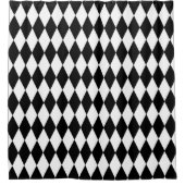 Schwarz-weißes Harlequin Diamonds-Musterdesign Duschvorhang (Vorderseite)
