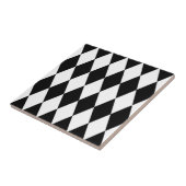 Schwarz-weißes Harlequin Diamonds-Musterdesign Fliese (Seite)