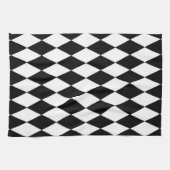 Schwarz-weißes Harlequin Diamonds-Musterdesign Geschirrtuch (Horizontal)