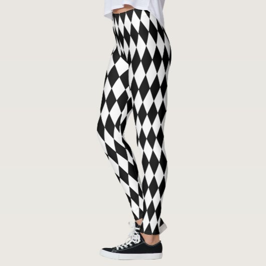 Schwarz-weißes Harlequin Diamonds-Musterdesign Leggings