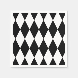 Schwarz-weißes Harlequin Diamonds-Musterdesign Serviette