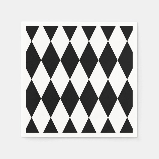 Schwarz-weißes Harlequin Diamonds-Musterdesign Serviette (Vorderseite)