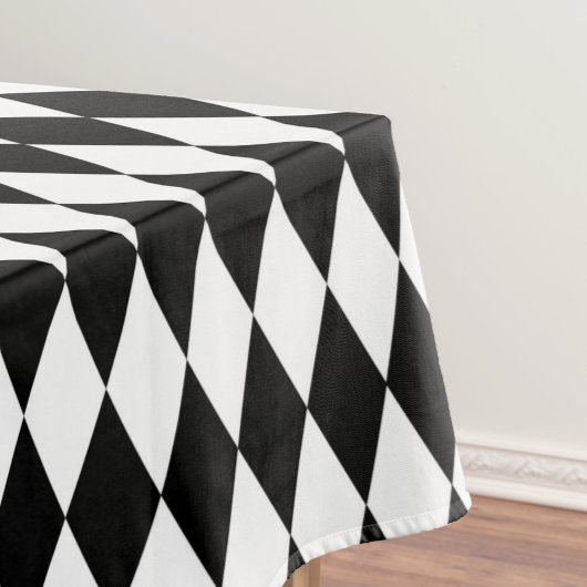Schwarz-weißes Harlequin Diamonds-Musterdesign Tischdecke