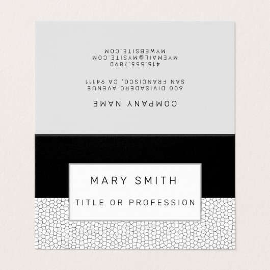 Schwarz-weißes Hartglas Visitenkarten (Außenseite Aufgefaltet)