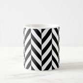 Schwarz-weißes Herringbone-Muster Kaffeetasse (Mittel)