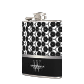 Schwarz-weißes Hexagon Muster Trauzeugen Hip Flask Flachmann (Links)