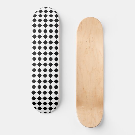 Schwarz-weißes Hexagon Musterskateboard Skateboard (Vorderseite)