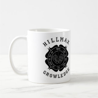 Schwarz-weißes Hillmax GrowleLogo Kaffeetasse