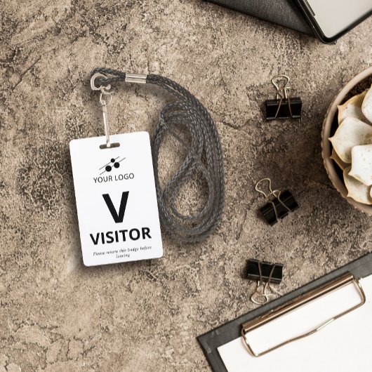 Schwarz-weißes Hinzufügen Ihres Logo-Besuchers Ausweis