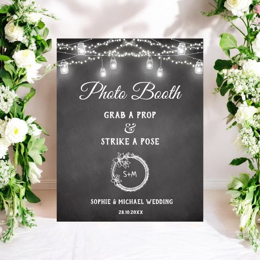 Schwarz-weißes Hochzeitplakat für Fotos Poster