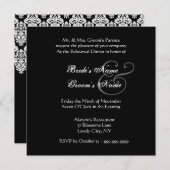 Schwarz-weißes Hochzeitsdamast Lace Probe Dinner Einladung (Vorne/Hinten)