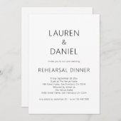 Schwarz-weißes Hochzeitsessen mit einfachem Text Einladung (Vorne/Hinten)