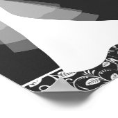 Schwarz-weißes Hochzeitskleid, Damast-Menü Poster (Ecke)